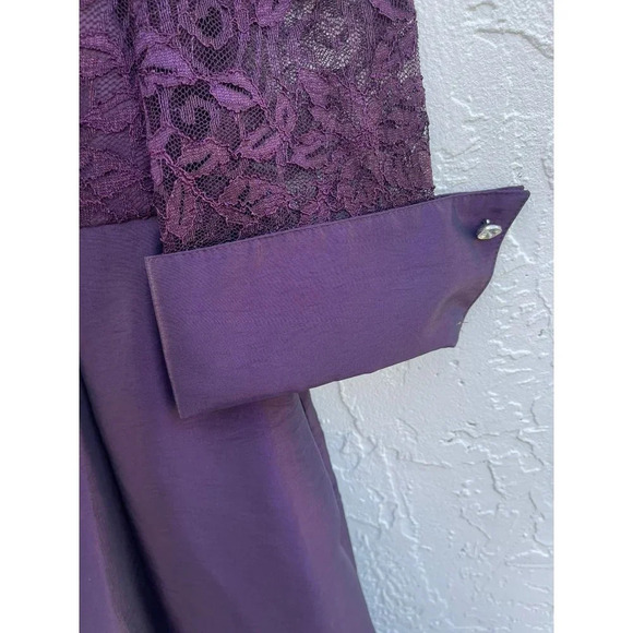 Eliza J Womens Long Sleeve Collared Button Down Pleated Dress Plum Purple Sz 10 - Picture 3 of 16